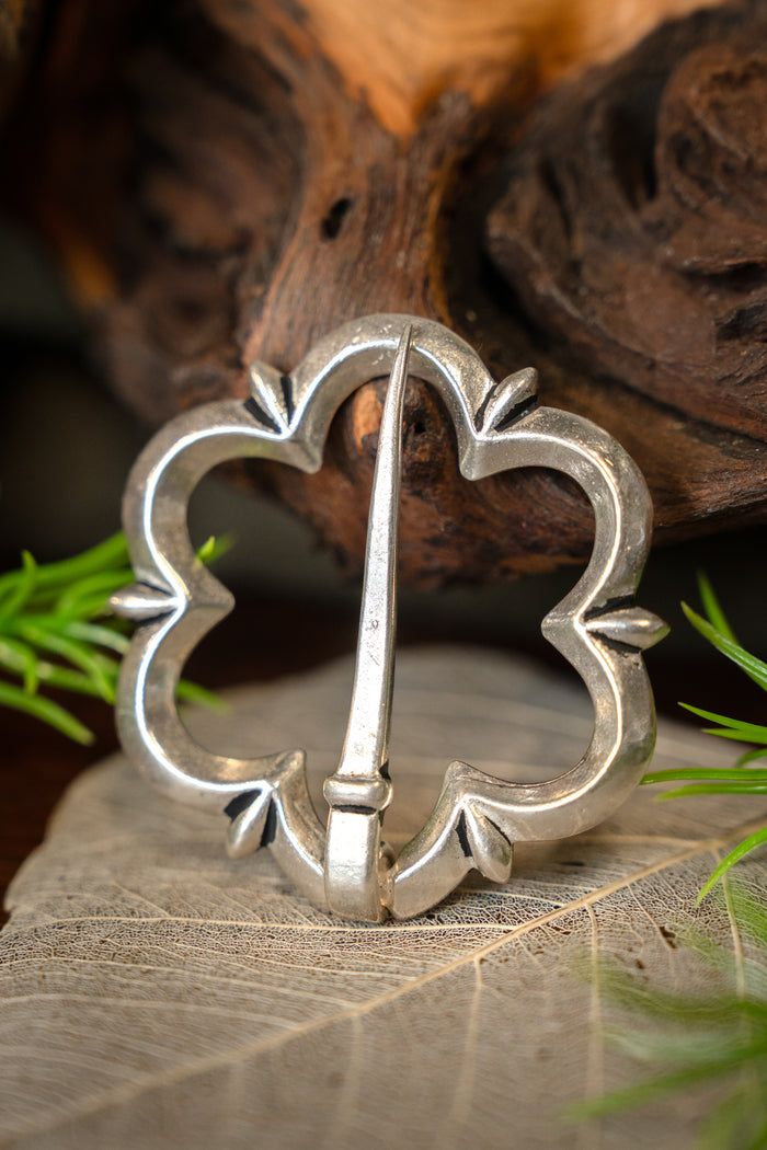 14th century gothic brooch, silvered bronze