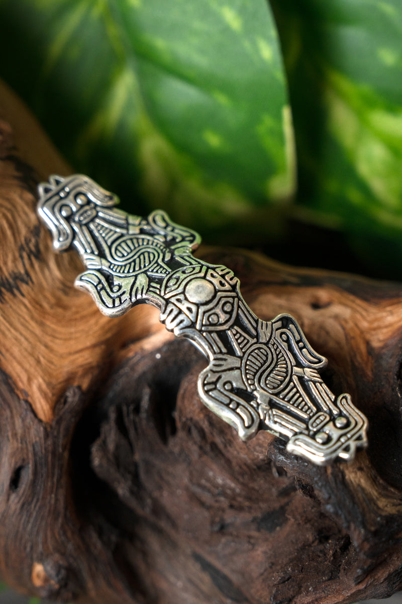 Wikingerbrosche Birka, Grab 1080, versilberte Bronze