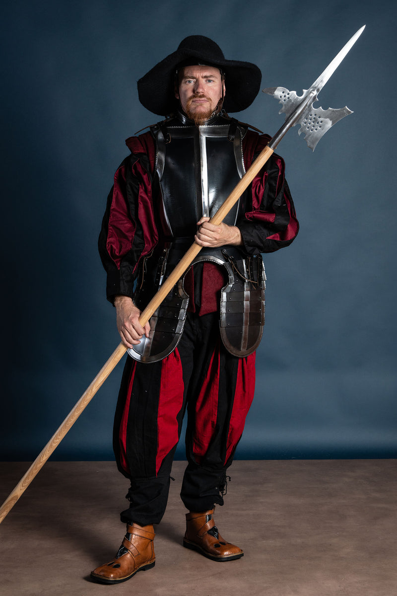 Spodnie landsknechckie, czerwono-czarne