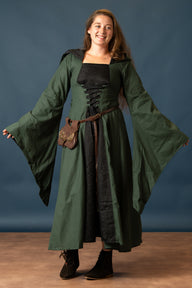 Medieval dress Ophelia, green-black
