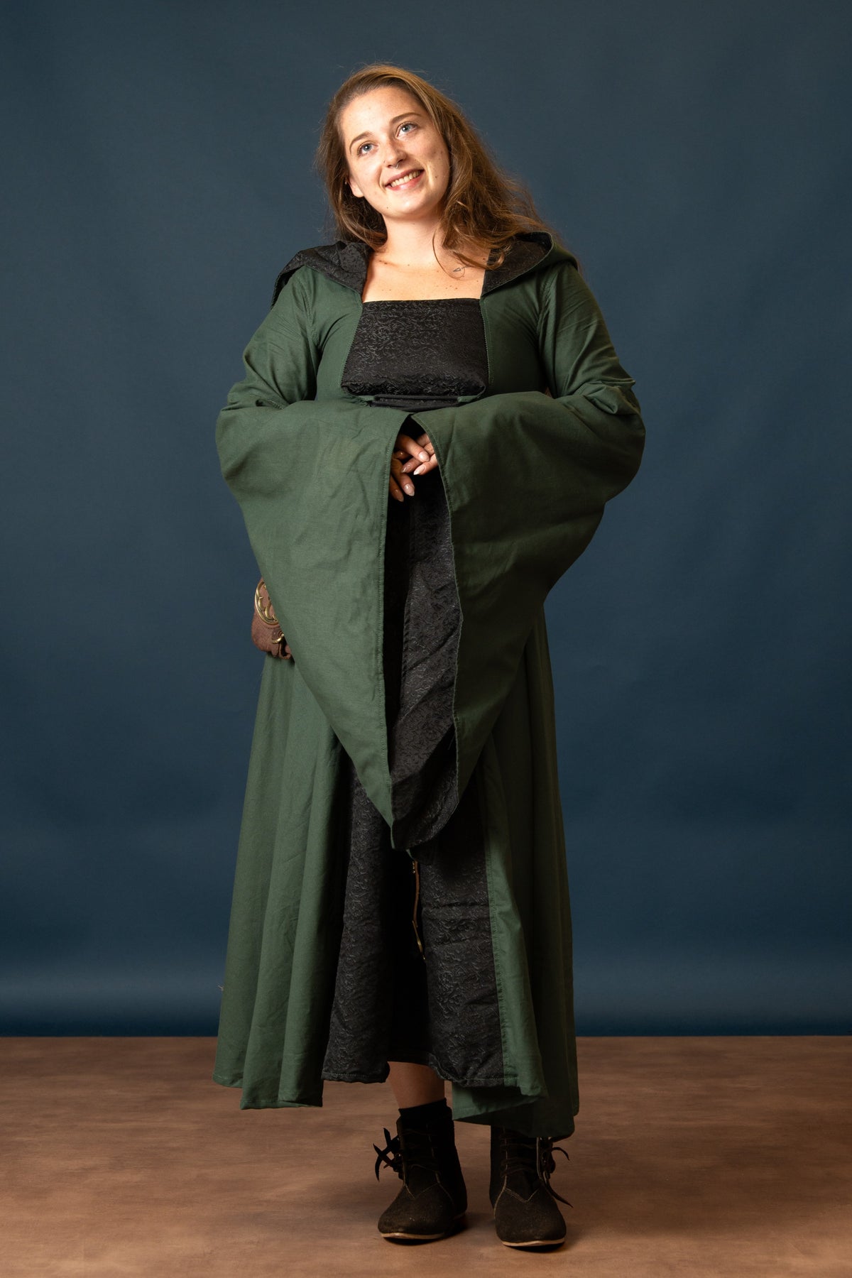 Medieval dress Ophelia, green-black