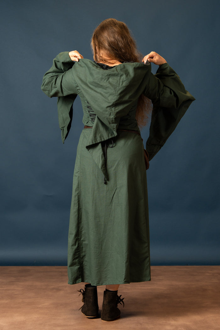 Medieval dress Ophelia, green-black