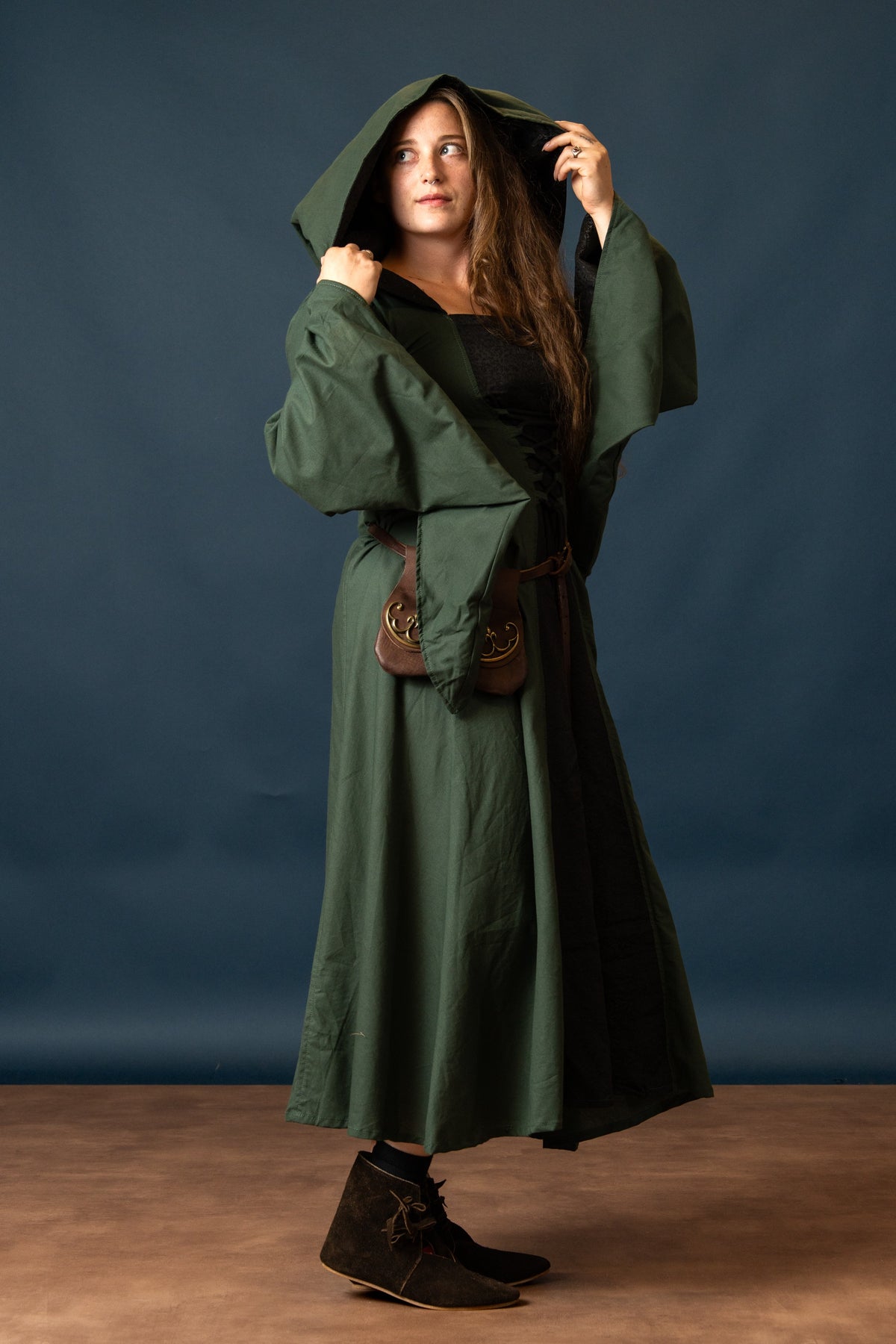 Medieval dress Ophelia, green-black