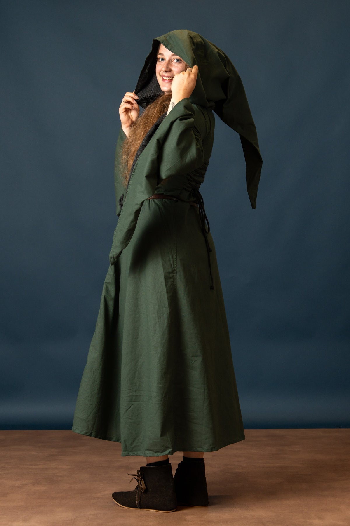 Medieval dress Ophelia, green-black