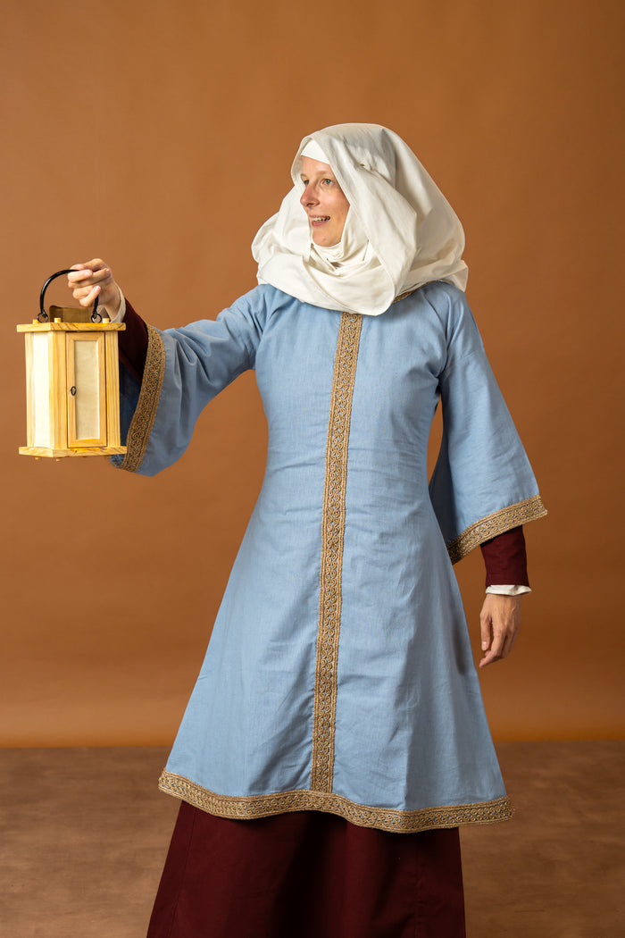 Overtunic (dalmatica / guarnacca) Matilde, cotton-linen mix, blue