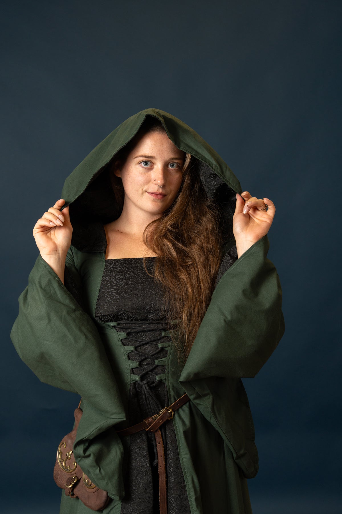 Medieval dress Ophelia, green-black
