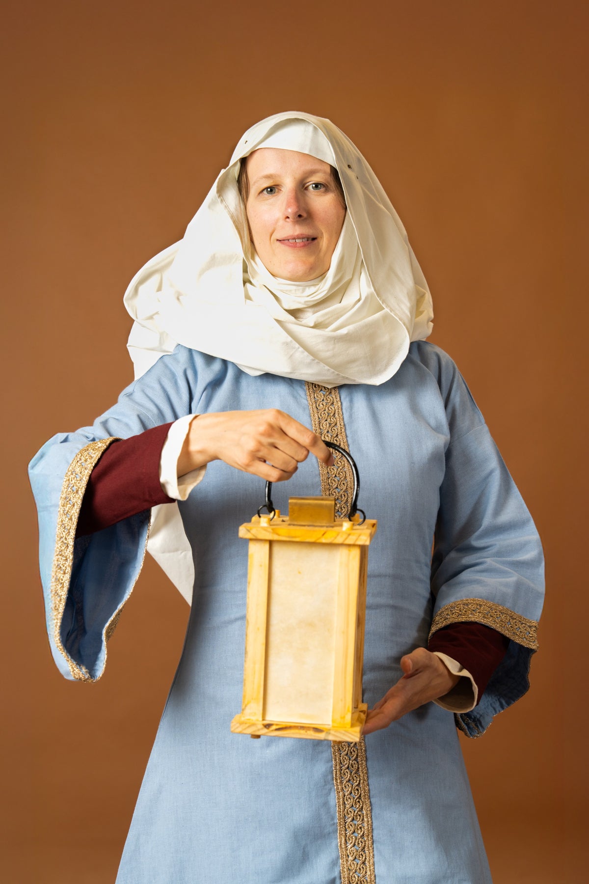 Overtunic (dalmatica / guarnacca) Matilde, cotton-linen mix, blue