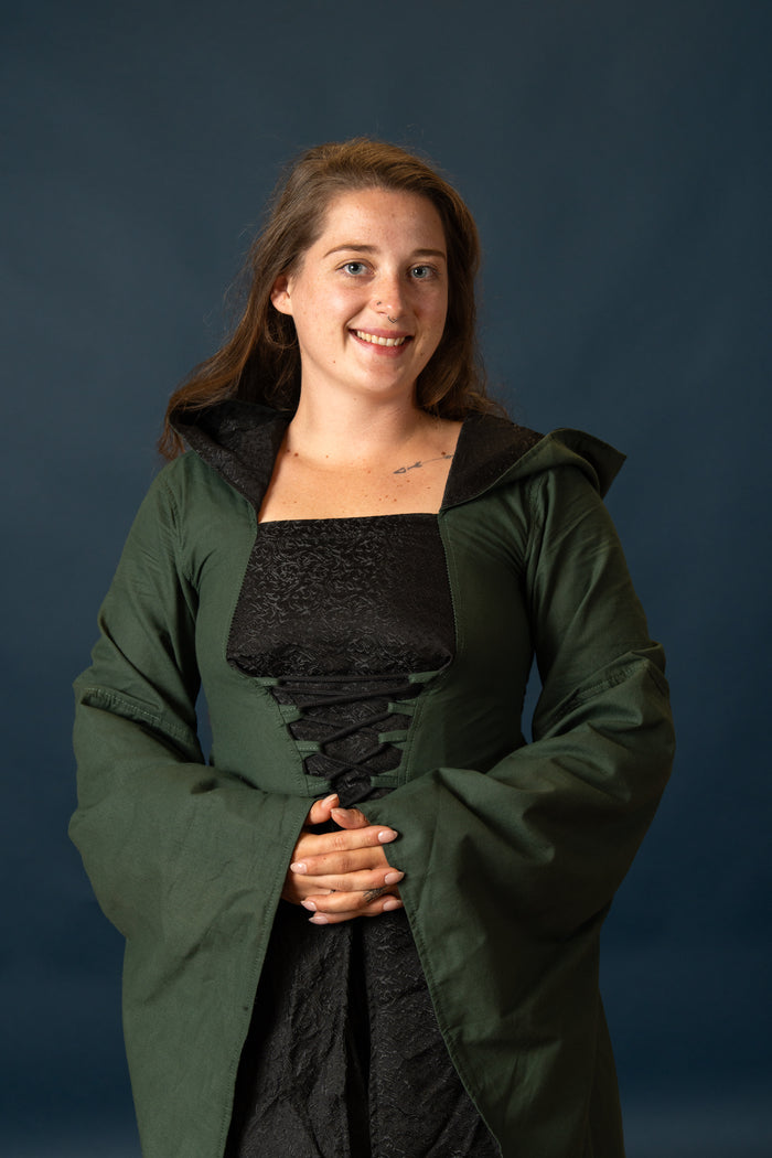 Medieval dress Ophelia, green-black