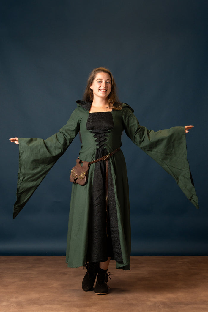 Medieval dress Ophelia, green-black