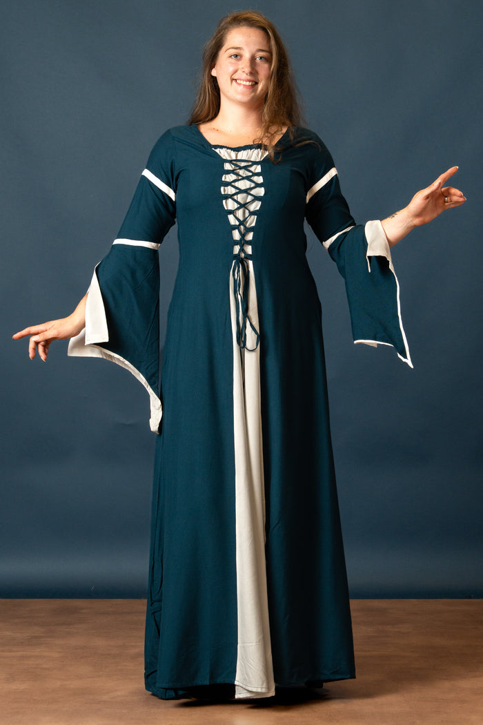 Dress Eleanora green-white
