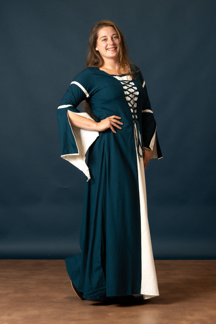 Dress Eleanora green-white