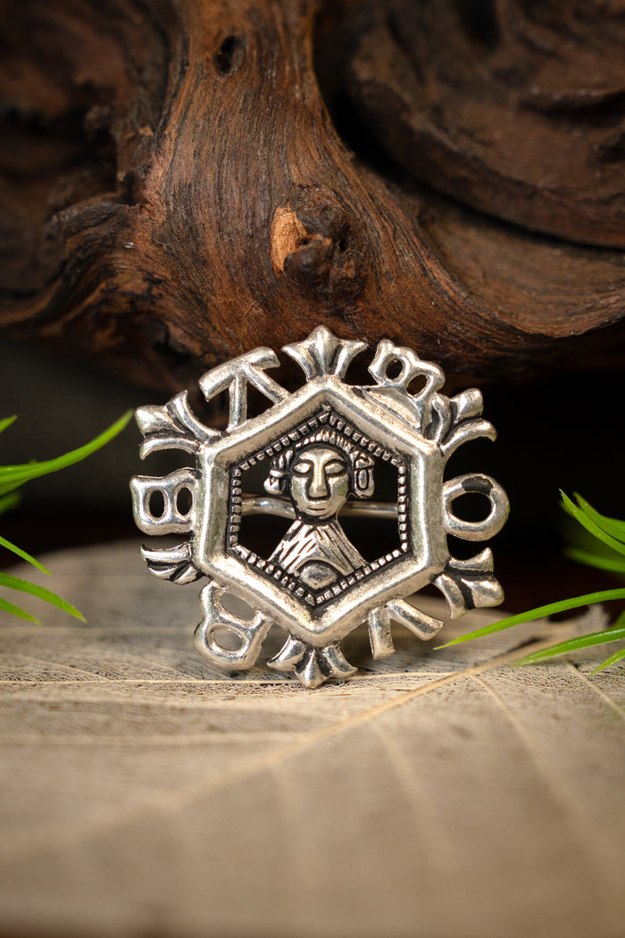 Medieval brooch Amours, silvered bronze