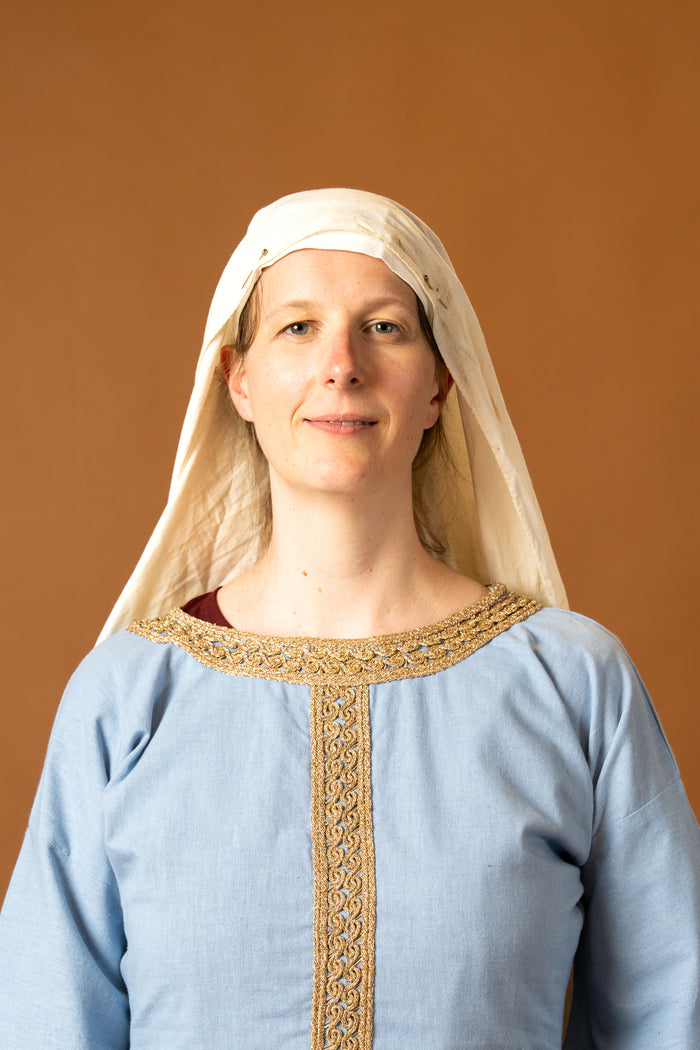 Overtunic (dalmatica / guarnacca) Matilde, cotton-linen mix, blue