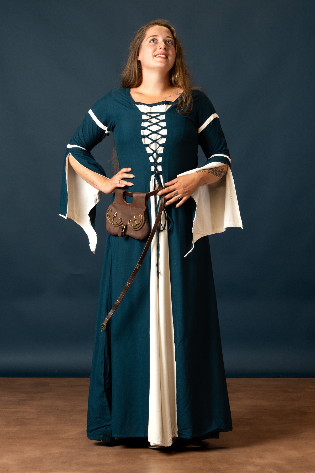 Dress Eleanora green-white