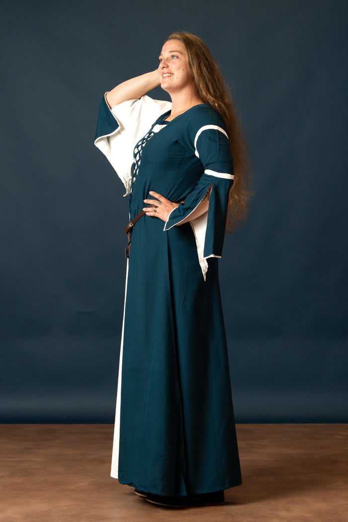 Dress Eleanora green-white
