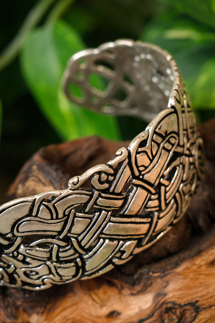 Celtic bracelet with Ancient Irish motifs, silvered bronze