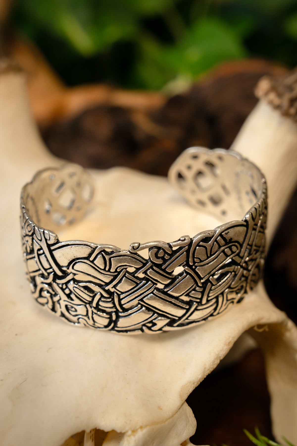 Celtic bracelet with Ancient Irish motifs, silvered bronze