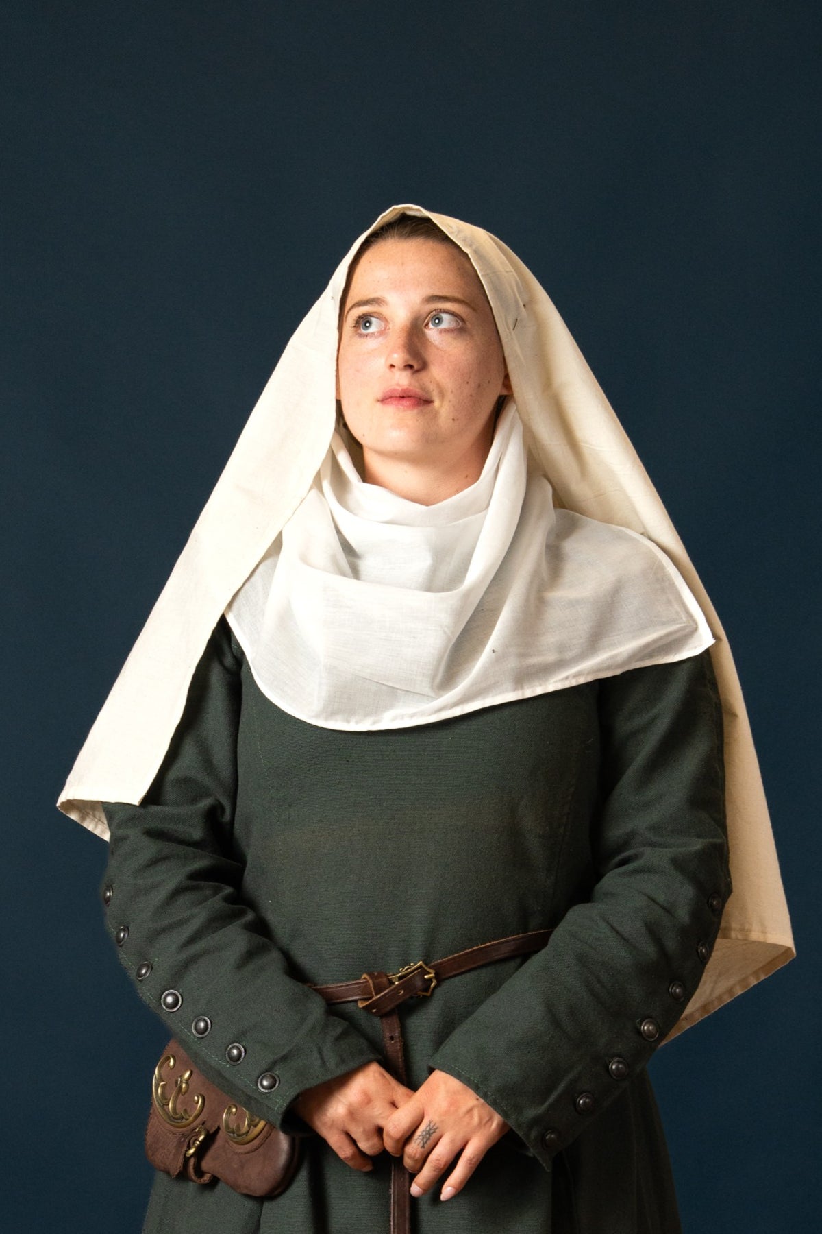 Headkerchief, wimple, 45x75 cm, cotton, natural