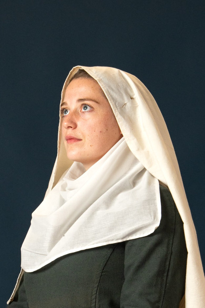 Headkerchief, wimple, 45x75 cm, cotton, natural