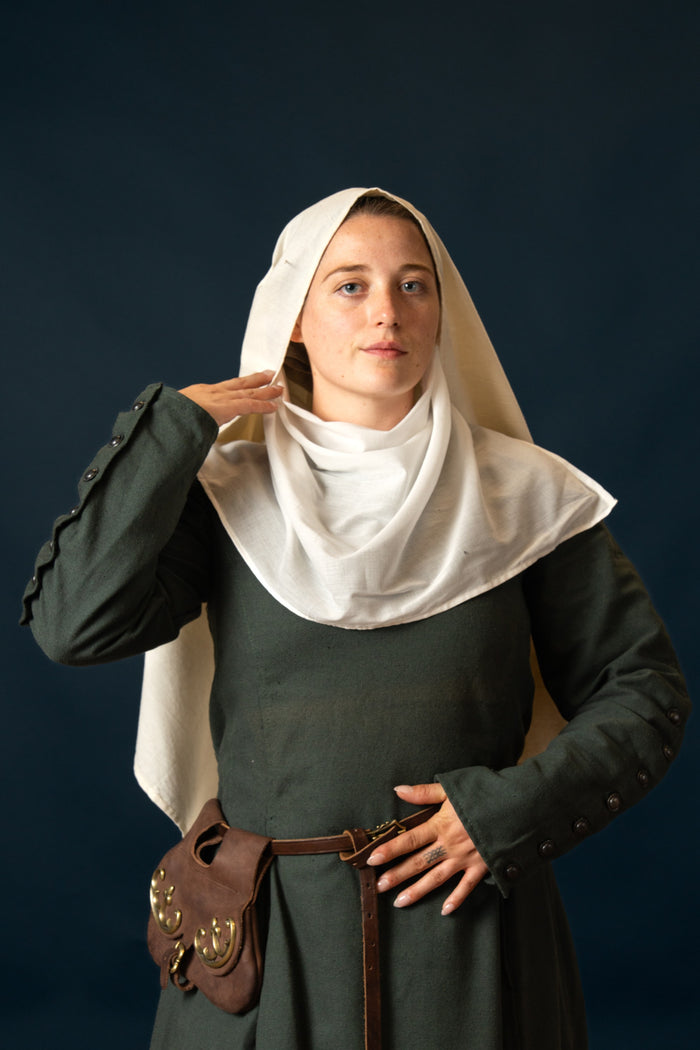 Headkerchief, wimple, 45x75 cm, cotton, natural