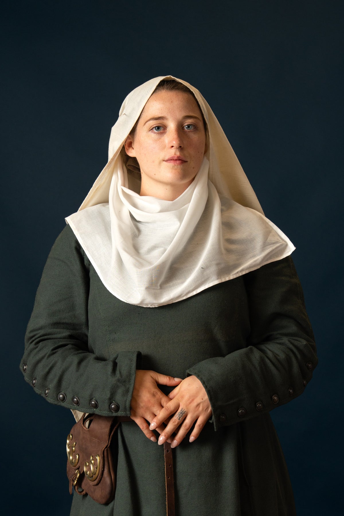 Headkerchief, wimple, 45x75 cm, cotton, natural