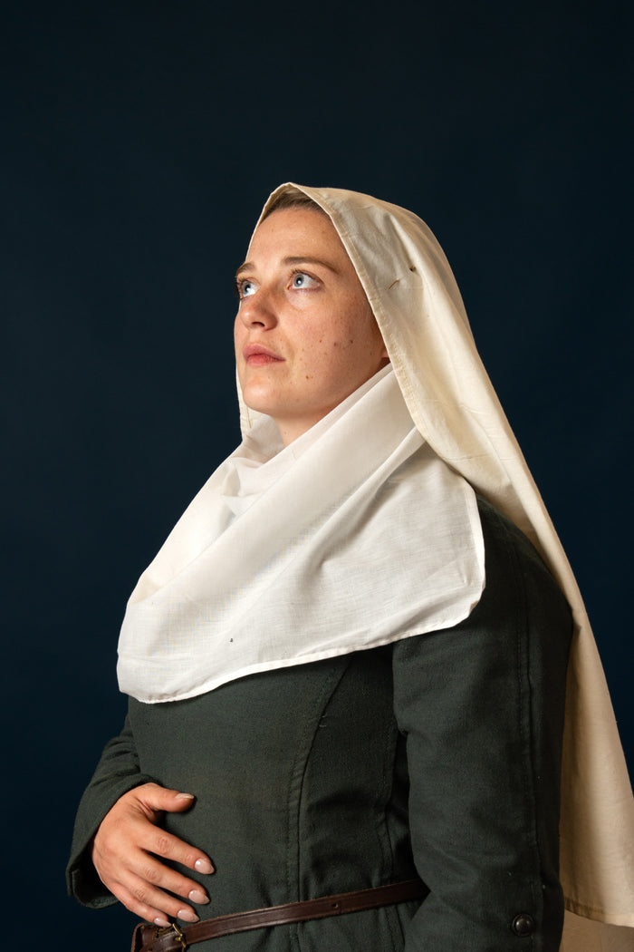 Headkerchief, wimple, 45x75 cm, cotton, natural