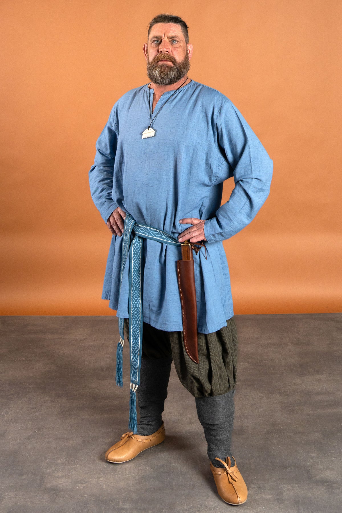 Linen Viking tunic Ragnar, blue