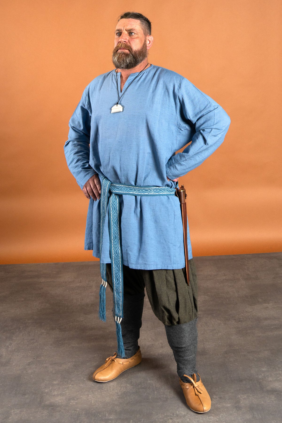 Linen Viking tunic Ragnar, blue
