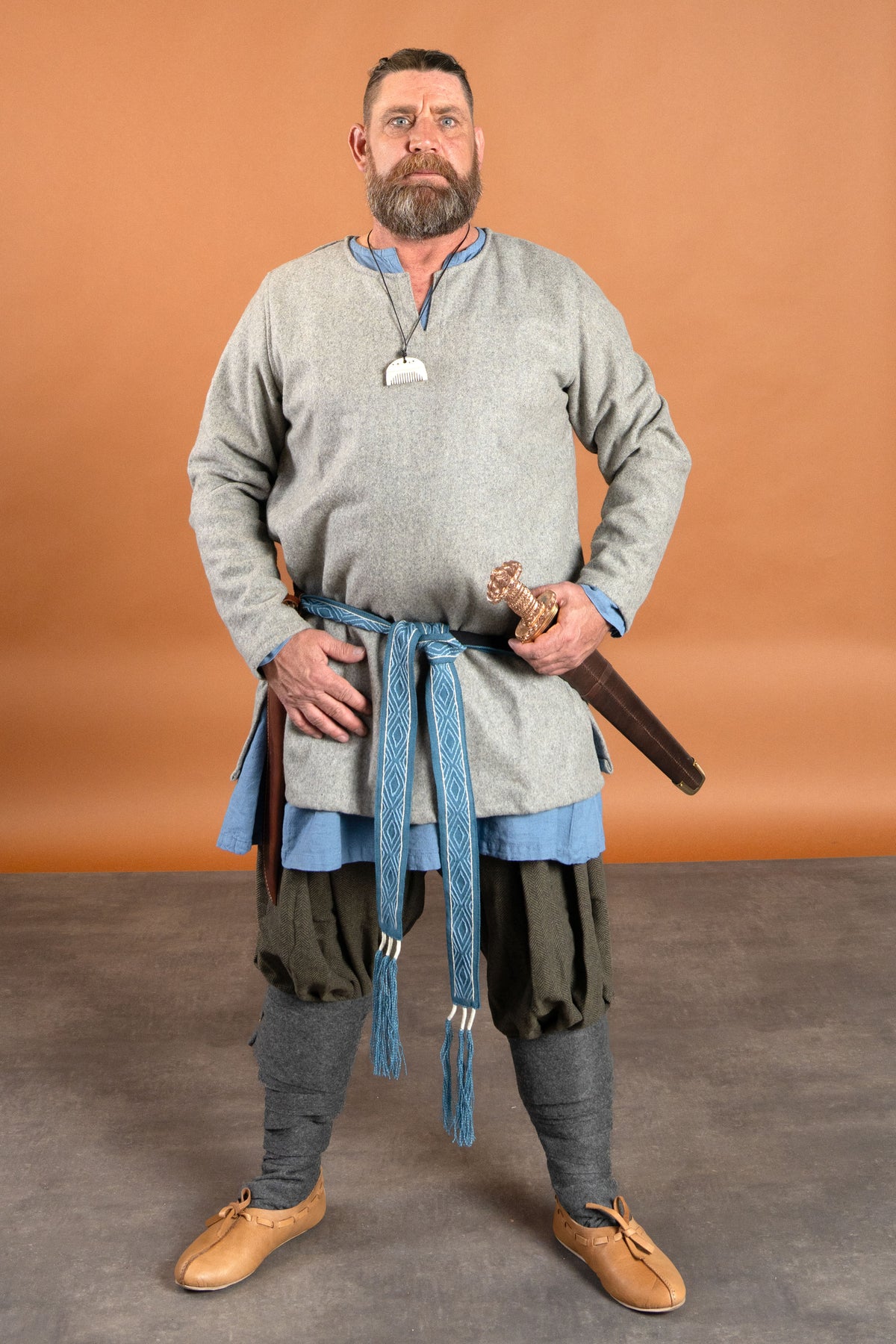 Linen Viking tunic Ragnar, blue