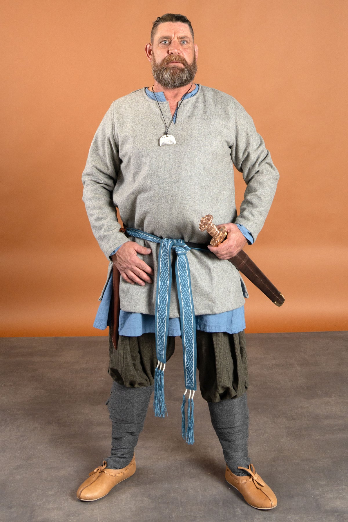 Viking tunic Lodin, gray, wool blend