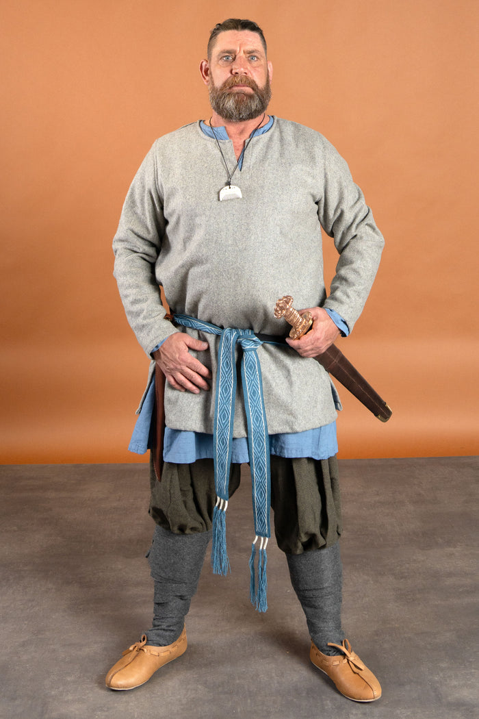 Viking tunic Lodin, gray, wool blend