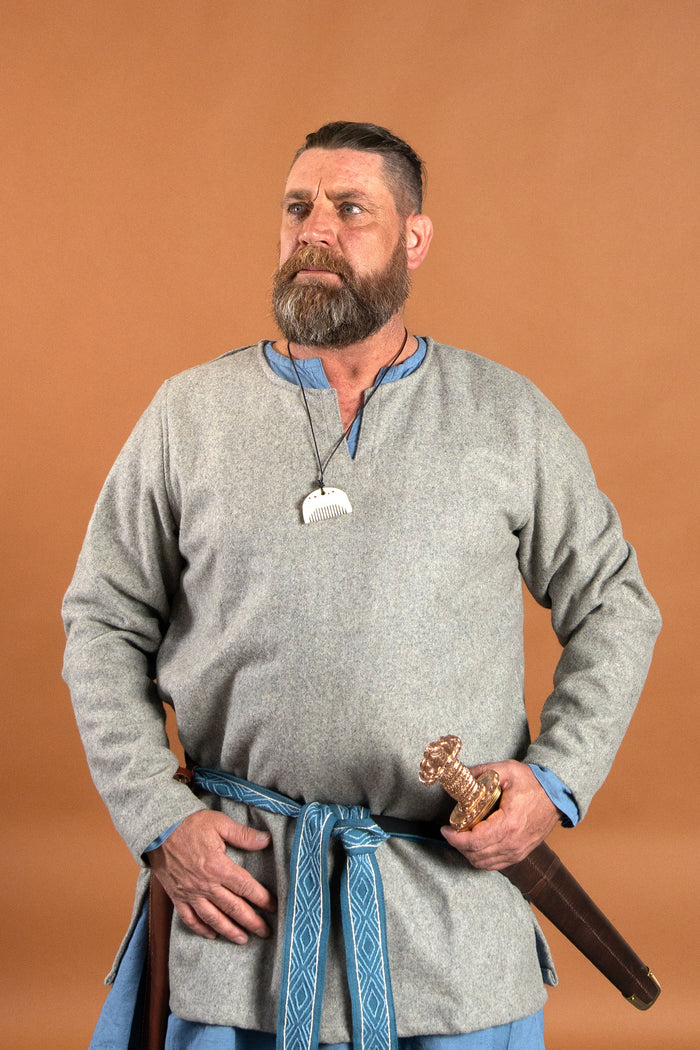 Viking tunic Lodin, gray, wool blend