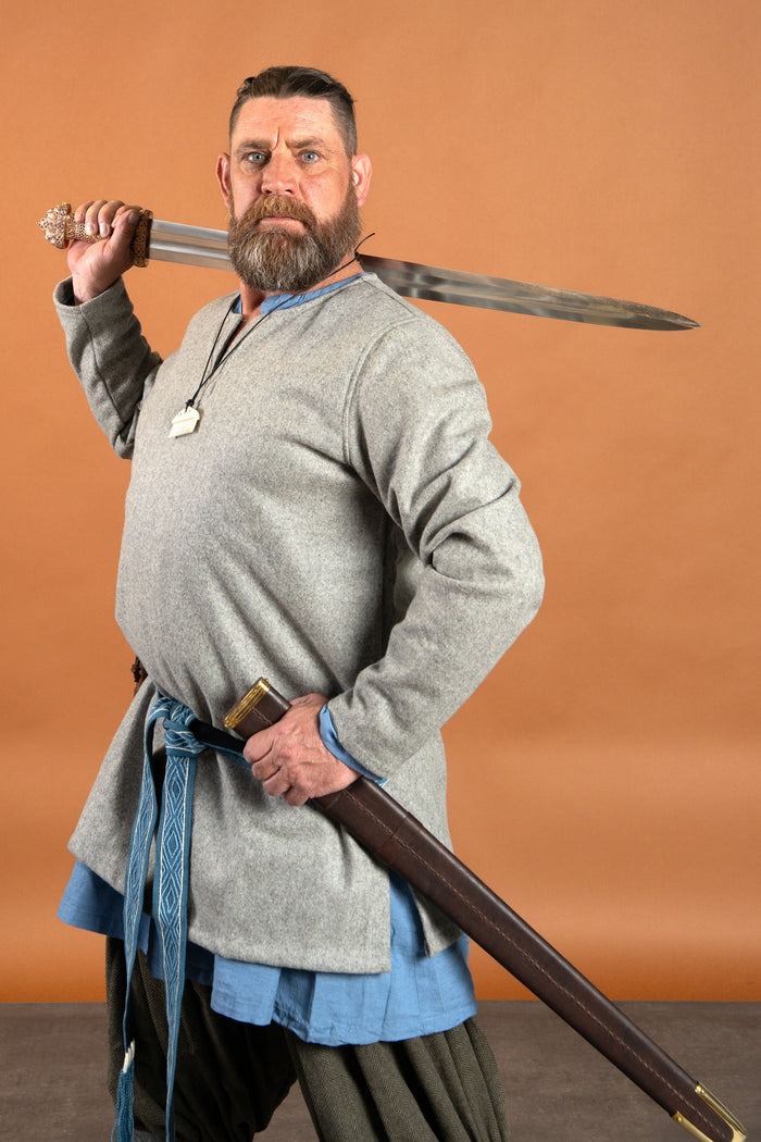 Viking tunic Lodin, gray, wool blend