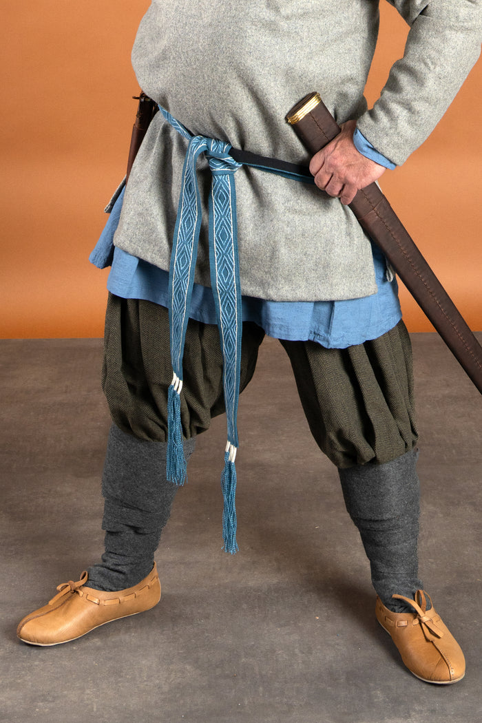 Rusvik Viking trousers Borys, herringbone pattern, olive/grey, wool mix