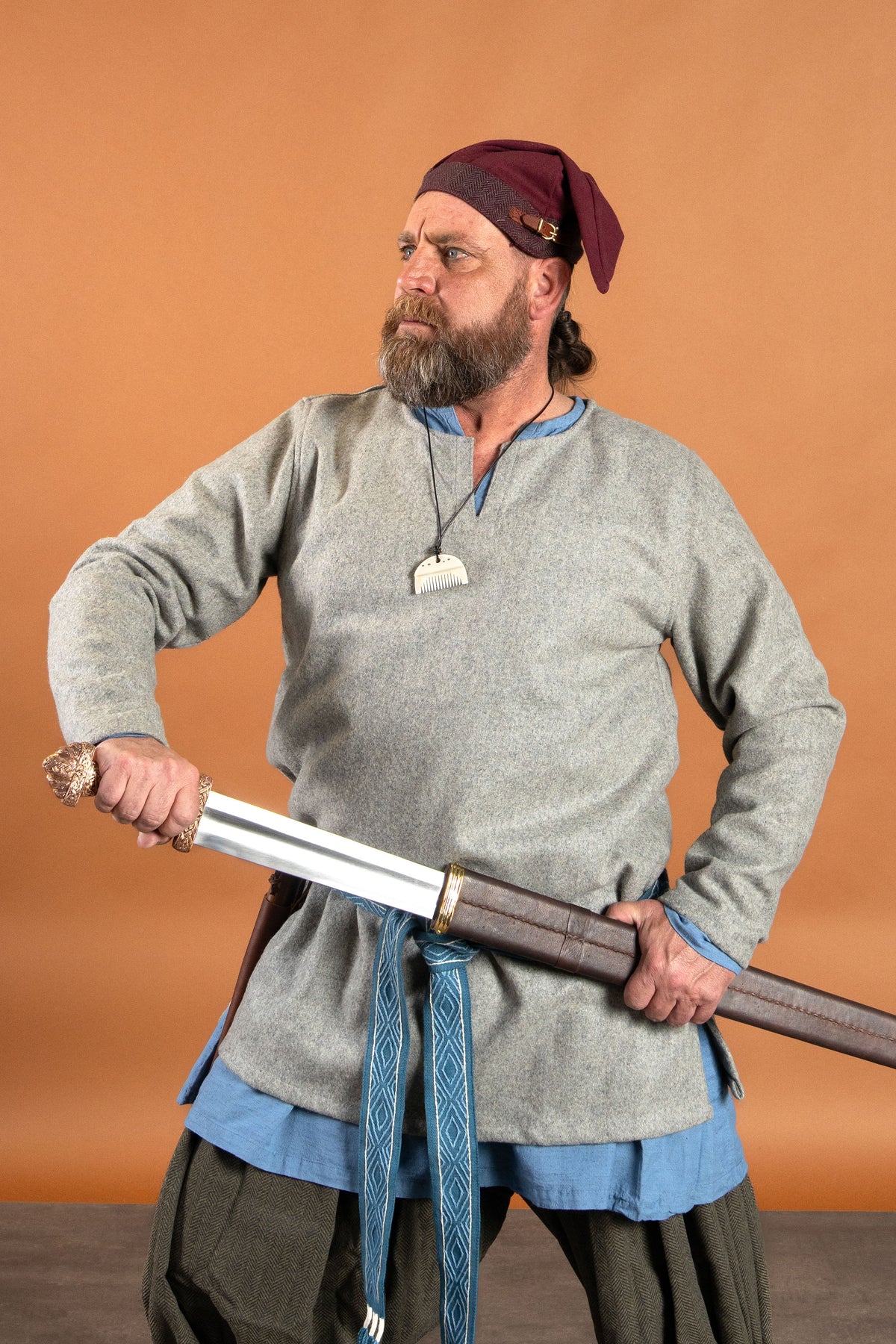 Linen Viking tunic Ragnar, blue