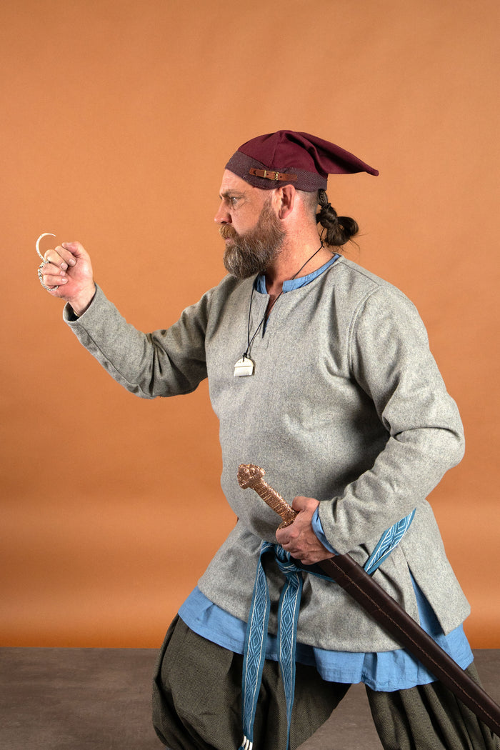 Viking tunic Lodin, gray, wool blend