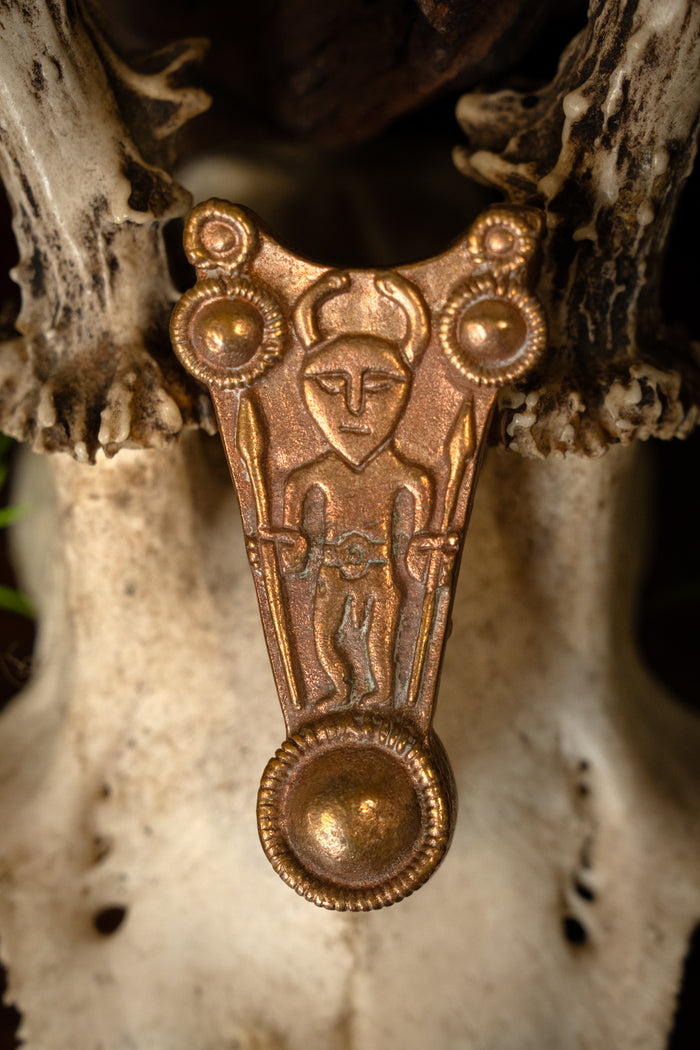 Viking belt buckle and belt end Odin