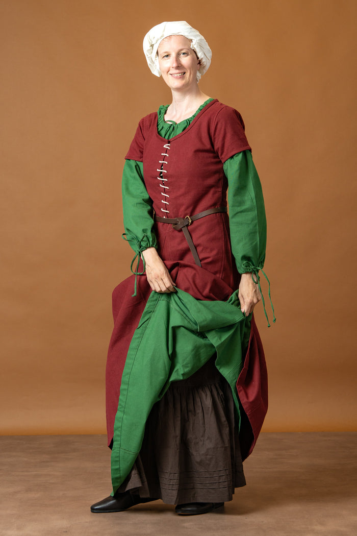 Matilda medieval chemise, underdress, green