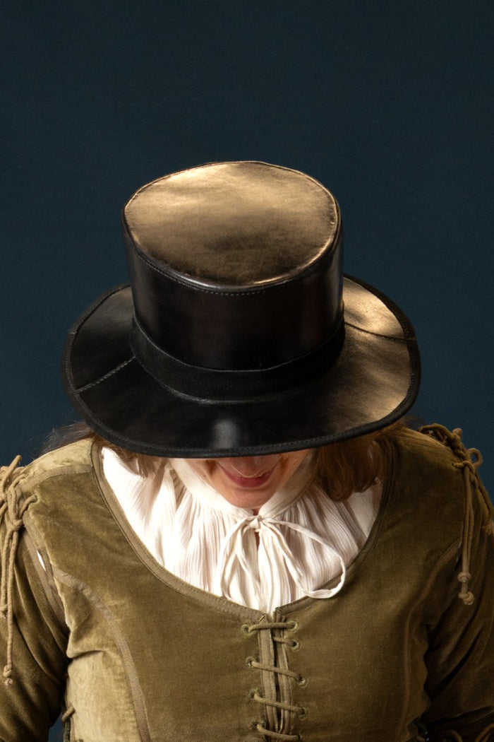 Medieval leather hat, black