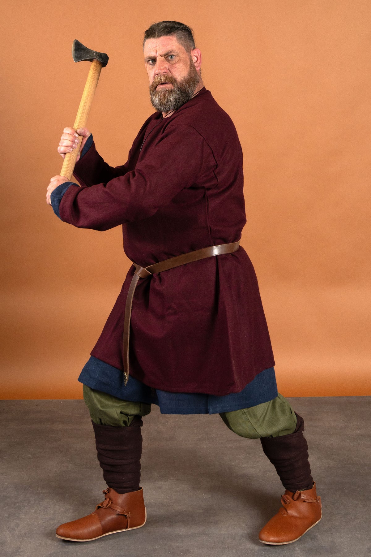 Medieval tunic Svein, wool, bordeaux red