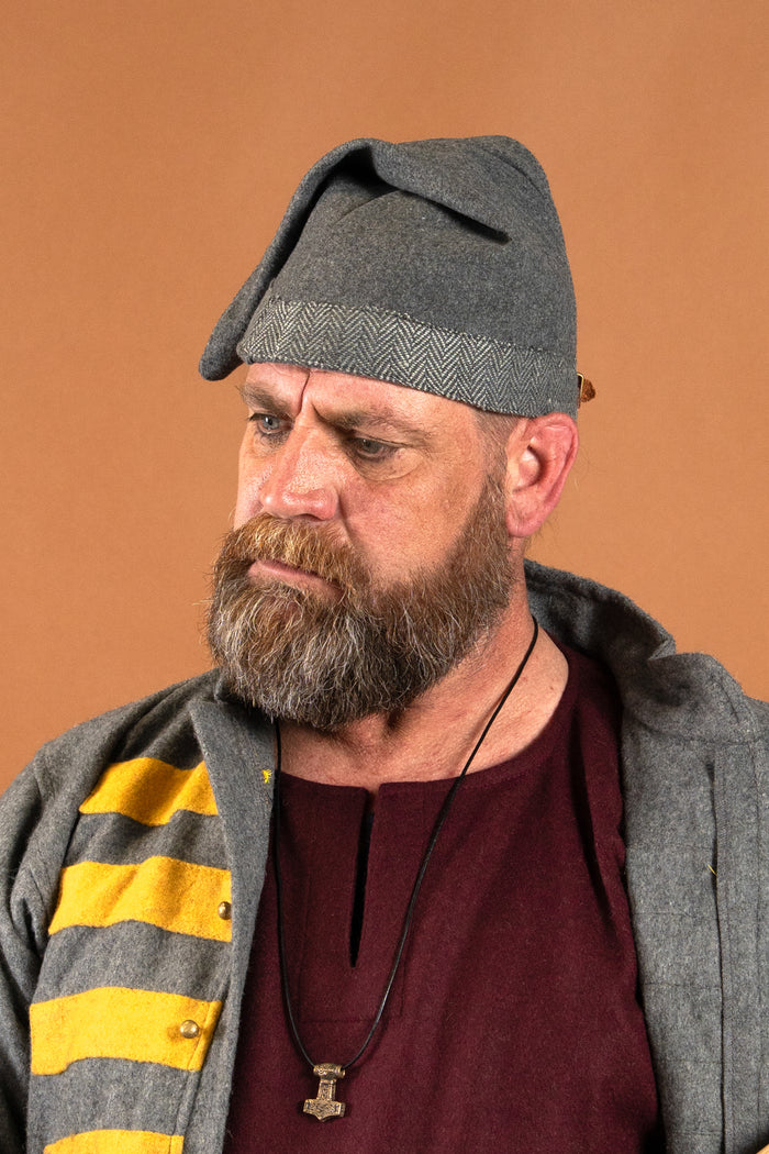 Viking hat Toki, grey, wool mix