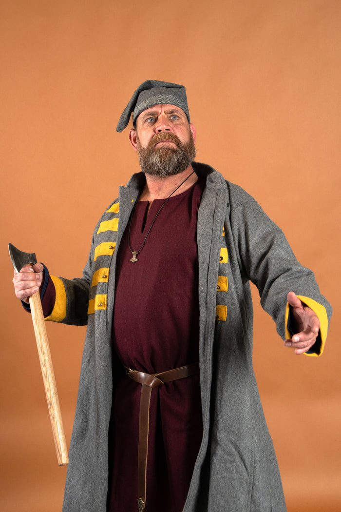 Medieval tunic Svein, wool, bordeaux red