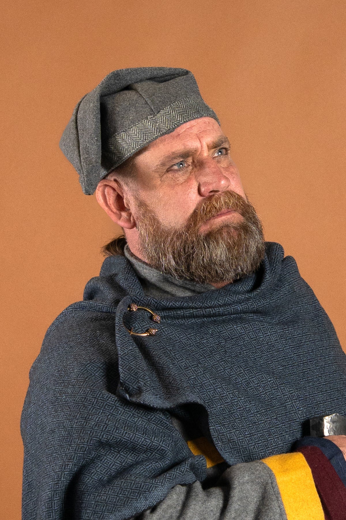 Viking hat Toki, grey, wool mix