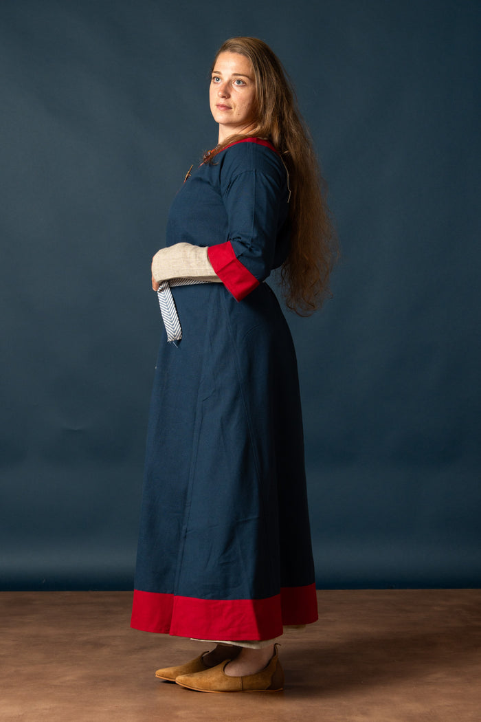 Carolingian dress Clotilde, dalmatica, blue-red