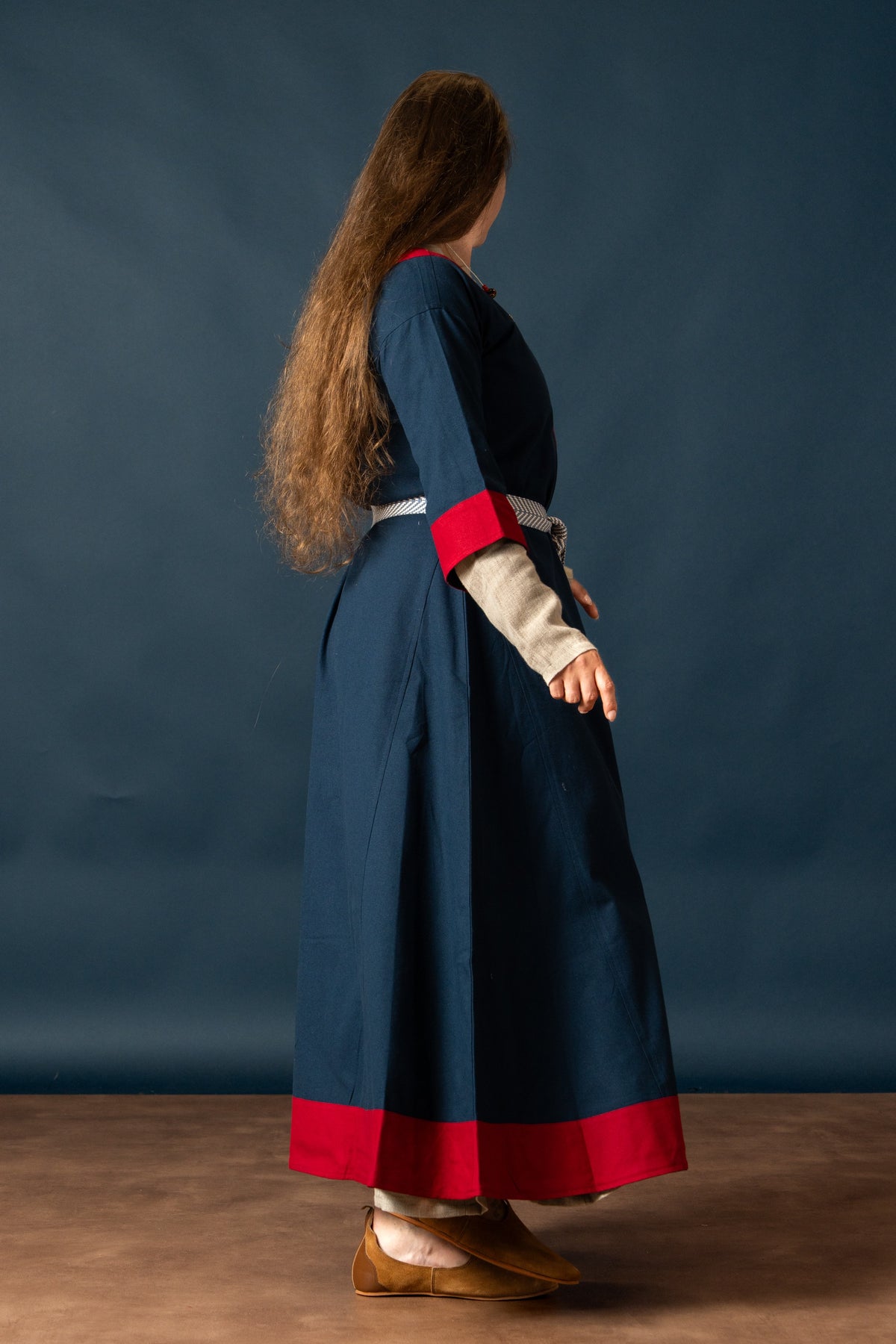 Carolingian dress Clotilde, dalmatica, blue-red