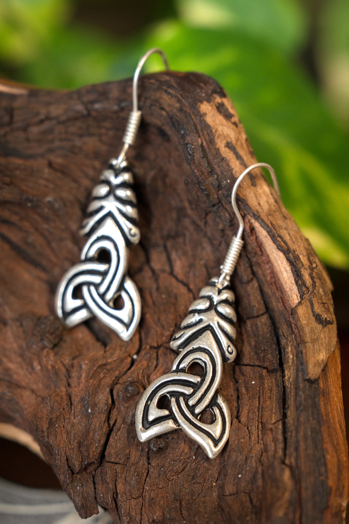 Viking earrings Borre style, silvered bronze