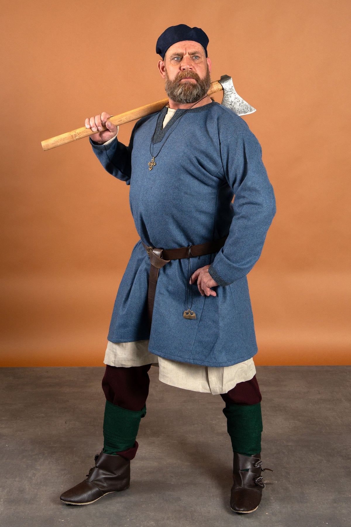 Viking tunic Guthrum, wool, blue