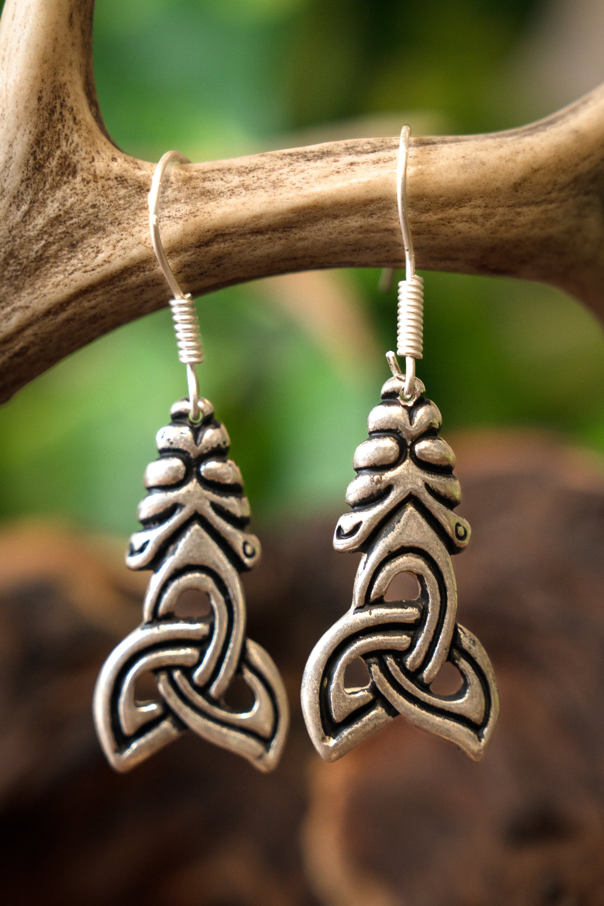 Viking earrings Borre style, silvered bronze