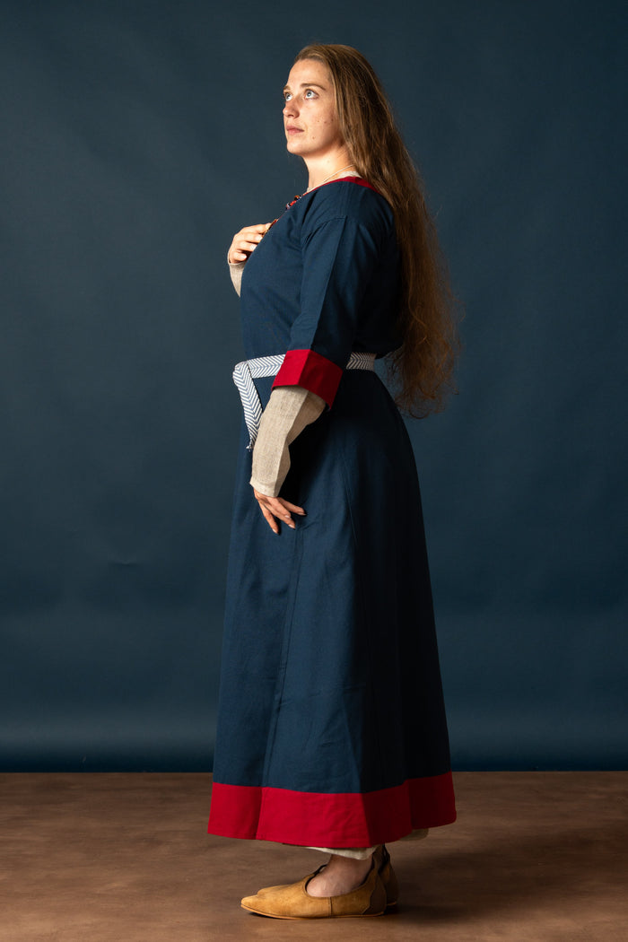 Carolingian dress Clotilde, dalmatica, blue-red