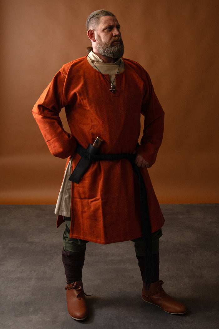 Medieval tunic diamond twill tunic, 100% wool, orange-red